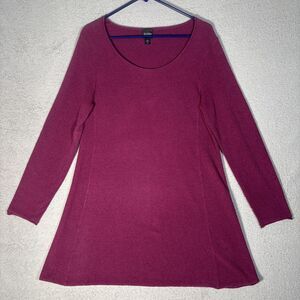 Eileen Fisher Top Women M Magenta Long Sleeve Tunic Sweater Preppy Basic Capsule